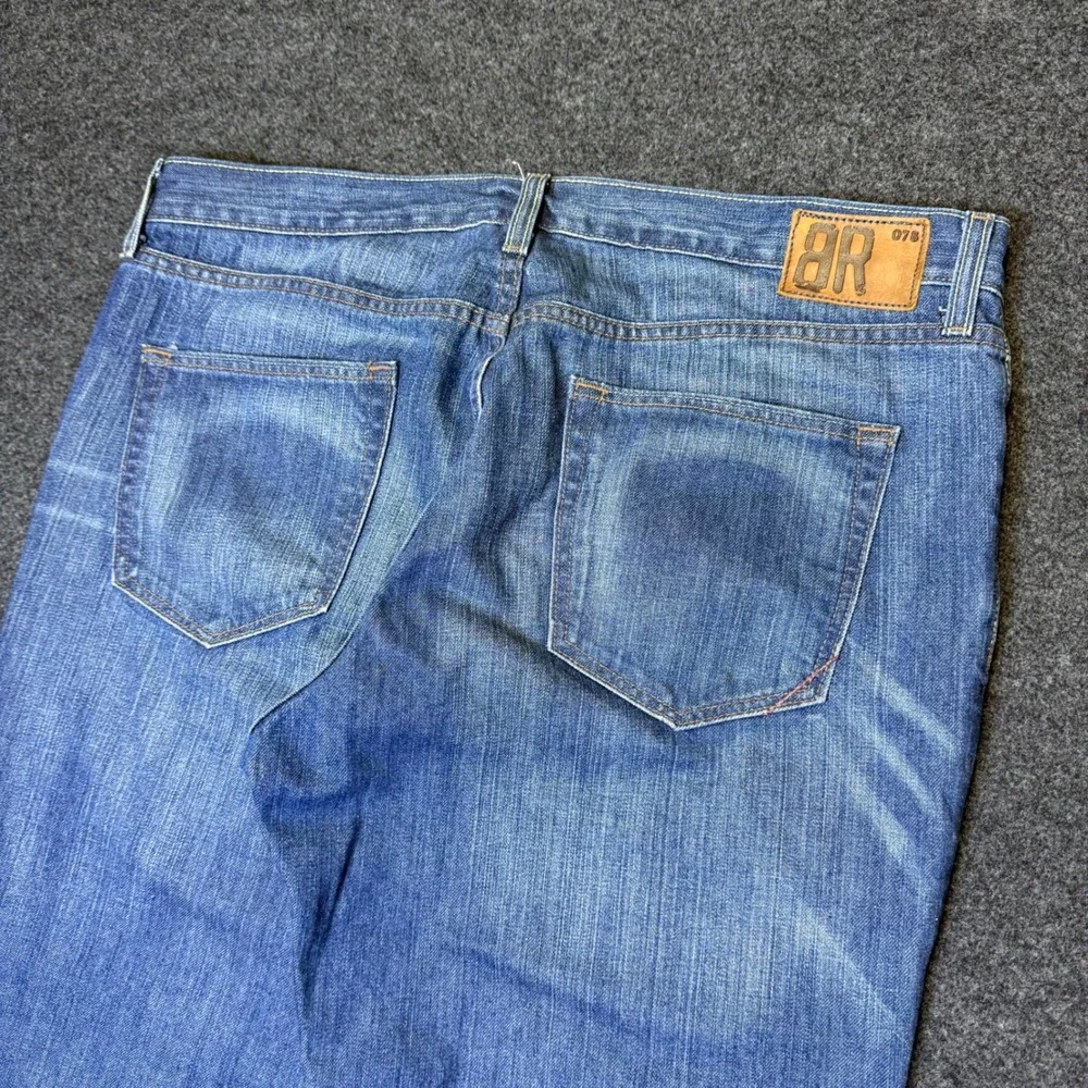 Y2K Banana Republic Jeans Mens 35x32 Blue Boot Cut 078 Faded Whiskered VTG Denim
